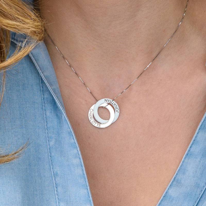Russian Ring Necklace with 2 Rings in 10K White Gold-3 product photo