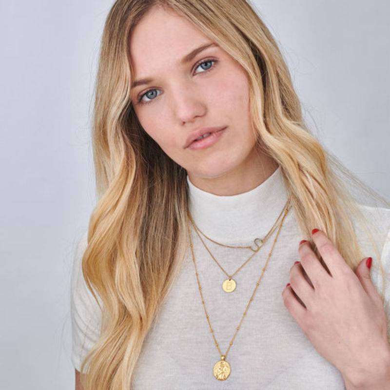 Sideways Initial Necklace in 18k Gold Plating-4 product photo