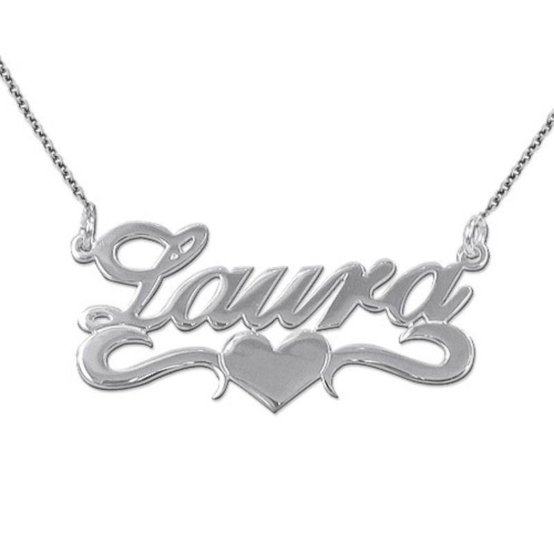 Silver Middle Heart Name Necklace-1 product photo