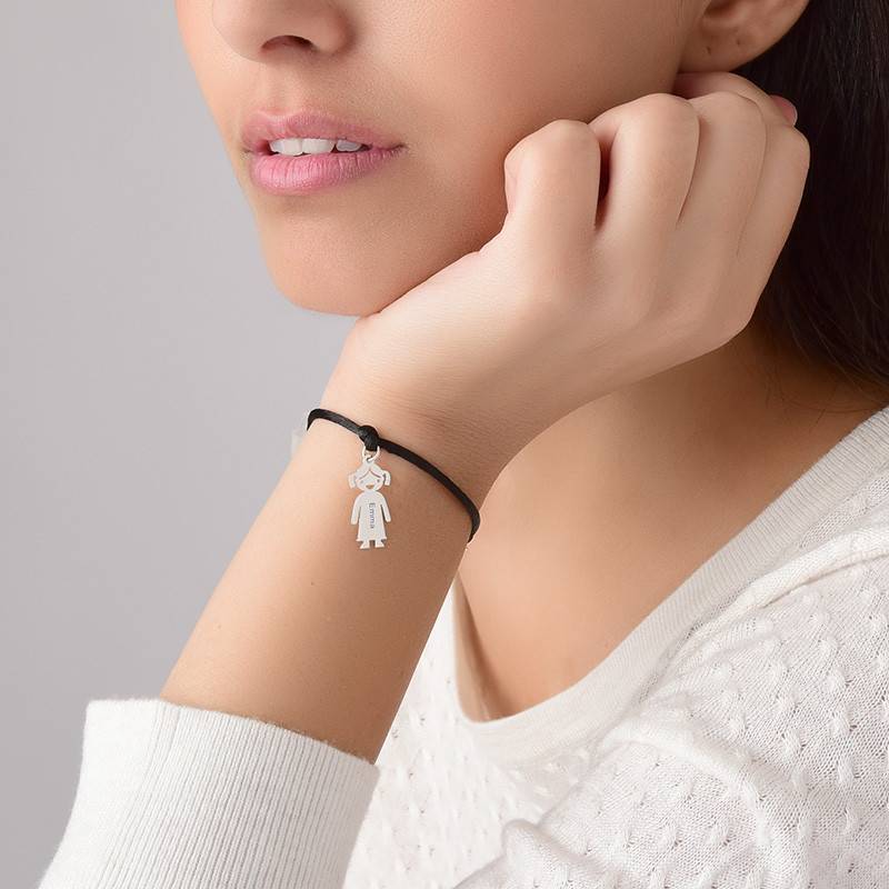 Silver Mothers Bracelet with Engraved Children Charms-4 product photo