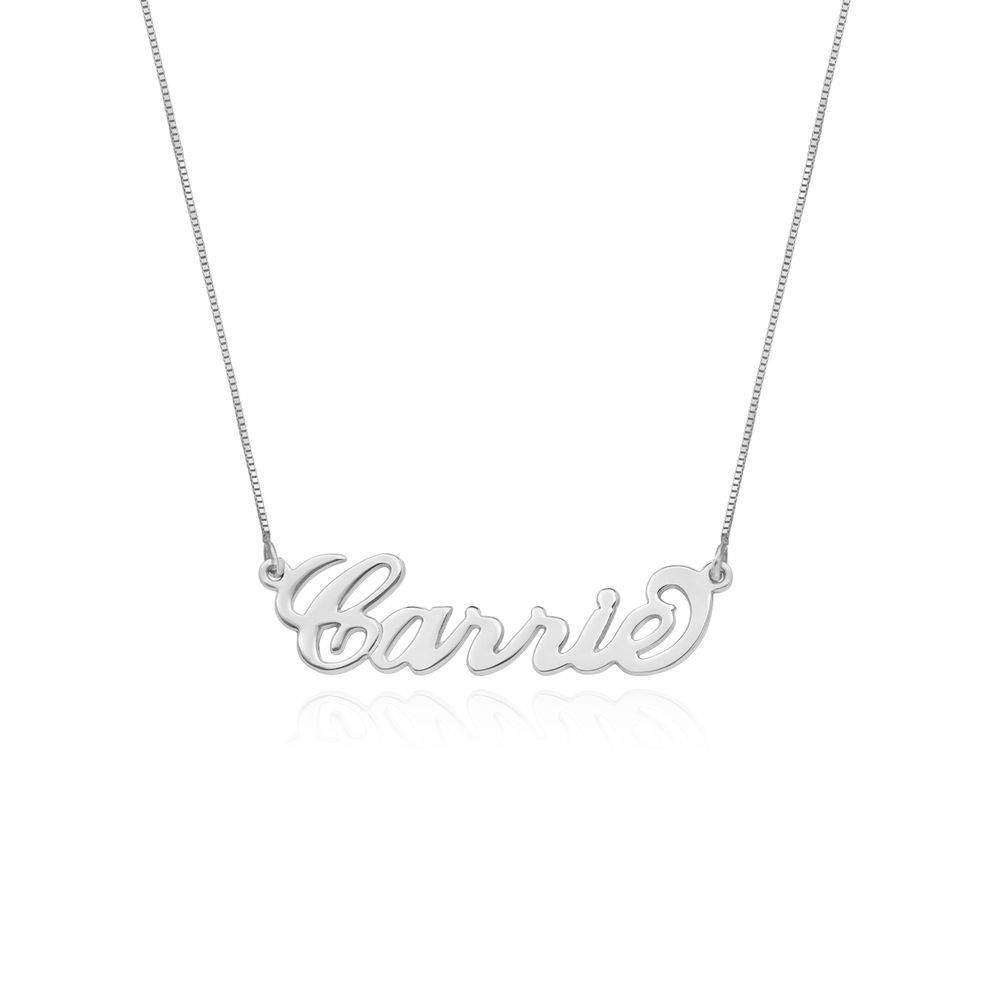 Small 14k White Gold Carrie Style Name Necklace-1 product photo