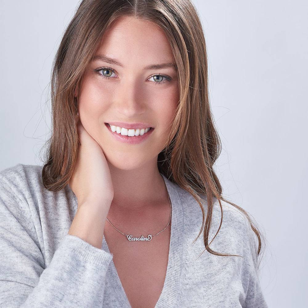 Small 14k White Gold Carrie Style Name Necklace-2 product photo