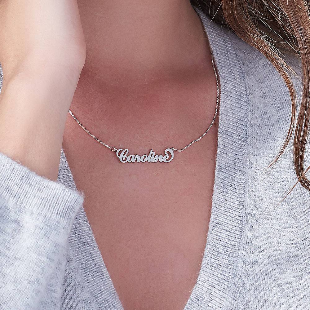 Small 14k White Gold Carrie Style Name Necklace-3 product photo