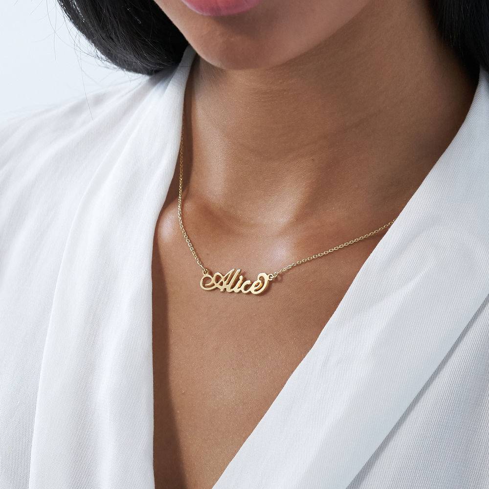 Small 18k Gold-Plated Silver "Carrie" Name Necklace-4 product photo