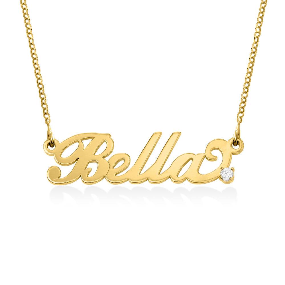 Small 18k Gold-Plated Silver Carrie Name Necklace with Diamond-1 product photo
