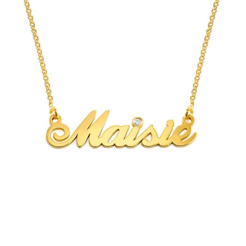 Small 18k Gold Vermeil Classic Name Necklace with Diamond-1 product photo
