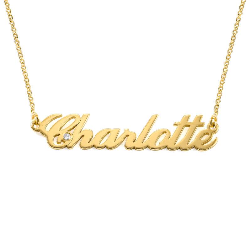 Small 18k Gold Vermeil Classic Name Necklace with Diamond-2 product photo