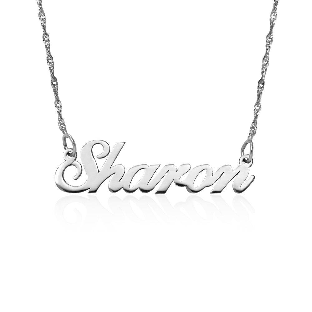 Small Classic Name Necklace in 14k White Gold-1 product photo