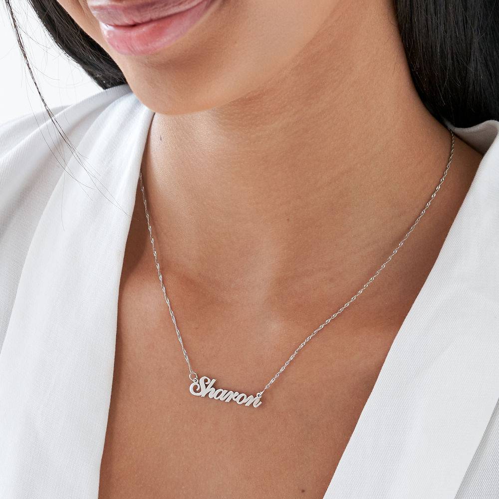 Small Classic Name Necklace in 14k White Gold-2 product photo