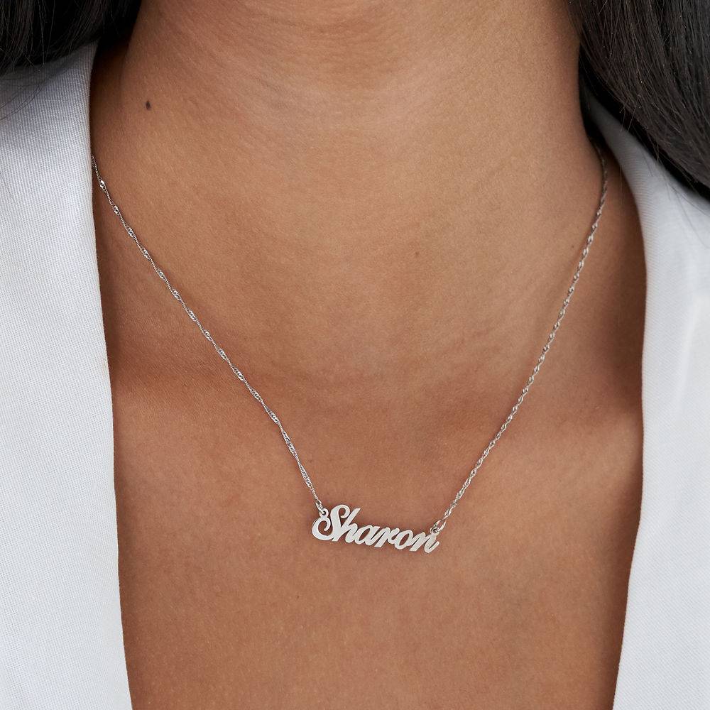 Small Classic Name Necklace in 14k White Gold-3 product photo