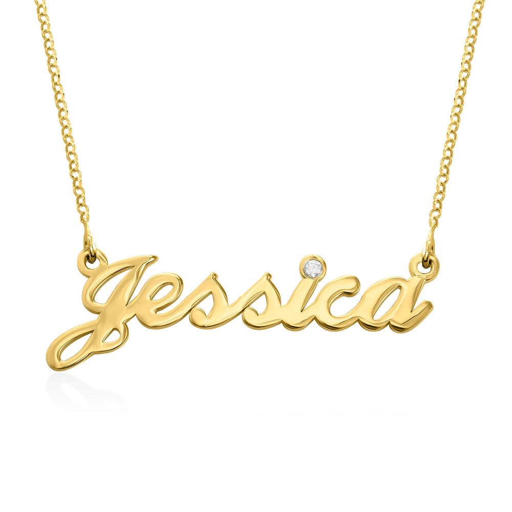Small Classic Name Necklace in Gold Plated with Diamond-1 product photo