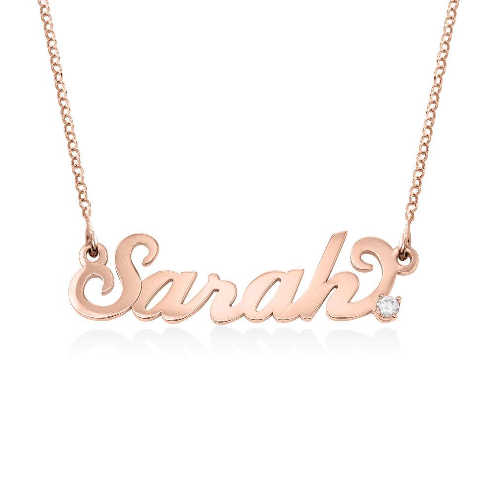 Small Rose Gold Carrie Name Necklace with Diamond-1 product photo