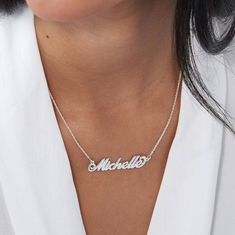 UPDATED_Small Sterling Silver Carrie Style Name Necklace STG.v4-4 product photo