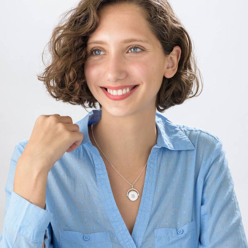 Spinning Engraved Necklace in Silver-2 product photo