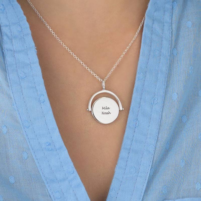 Spinning Engraved Necklace in Silver-3 product photo