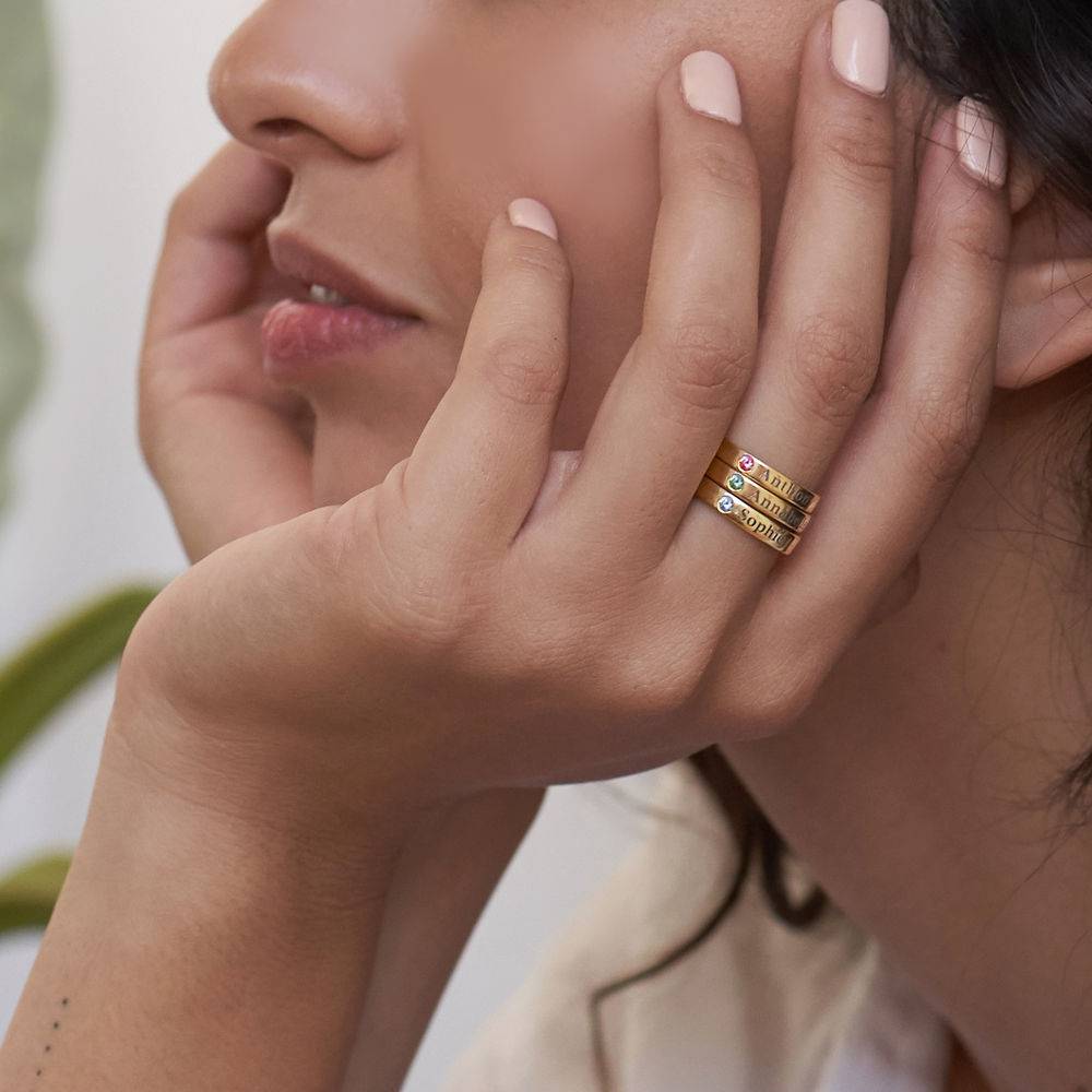 Stackable Birthstone Name Ring - 14K Yellow Gold-7 Stackable Birthstone Name Ring - 14K Yellow Gold-7 product photo