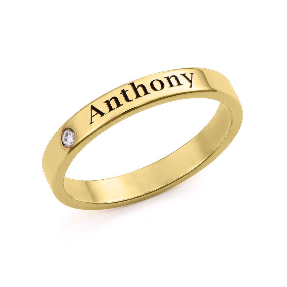Stackable Name Ring in Gold Plating with Diamond-1 product photo