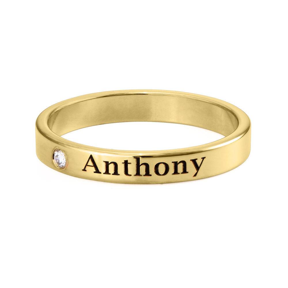 Stackable Name Ring in Gold Plating with Diamond-2 product photo