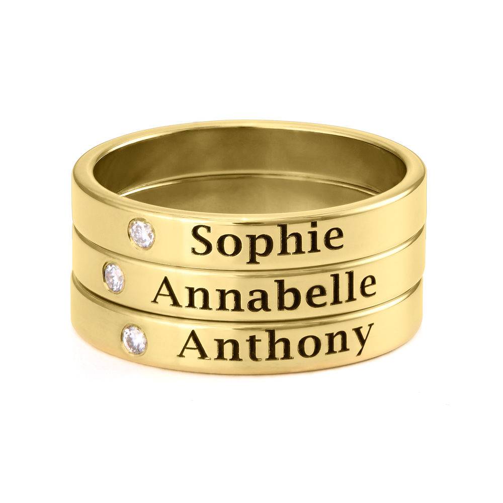 Stackable Name Ring in Gold Plating with Diamond-3 product photo