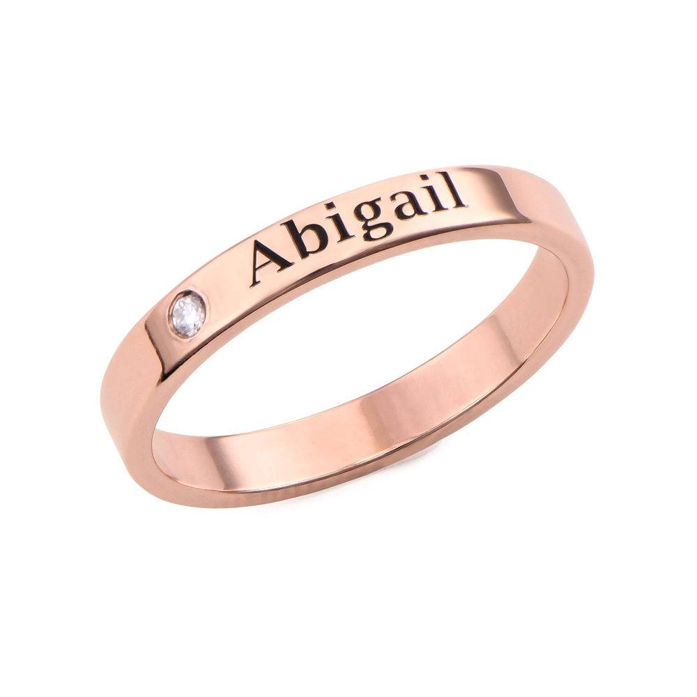 Stackable Name Ring in Rose Gold Plating with Diamond-1 product photo
