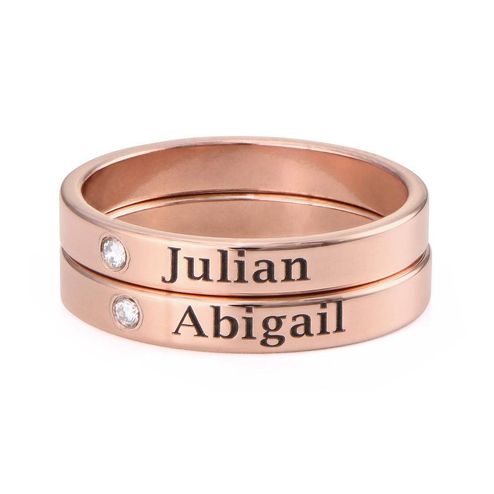 Stackable Name Ring in Rose Gold Plating with Diamond-3 product photo