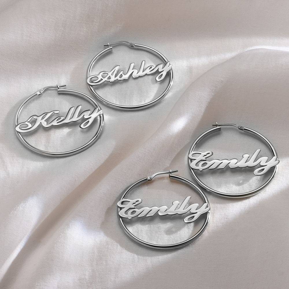 Sterling Silver Hoop Name Earrings-2 product photo