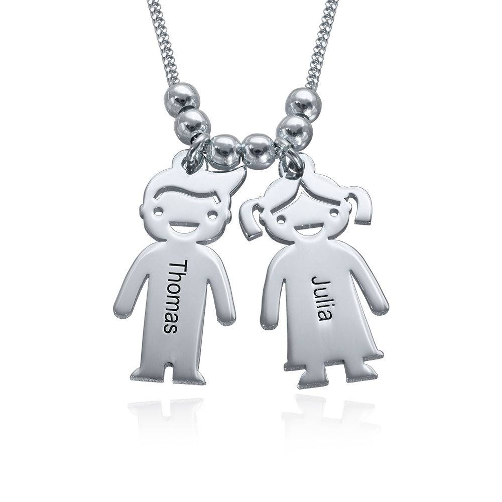 Sterling Silver Mother's Necklace with Children Charms-1 Sterling Silver Mother's Necklace with Children Charms-1 product photo