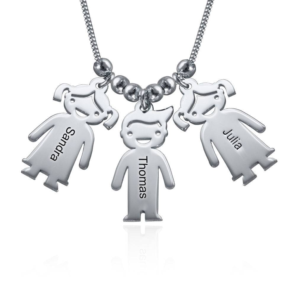 Sterling Silver Mother's Necklace with Children Charms-2 Sterling Silver Mother's Necklace with Children Charms-2 product photo