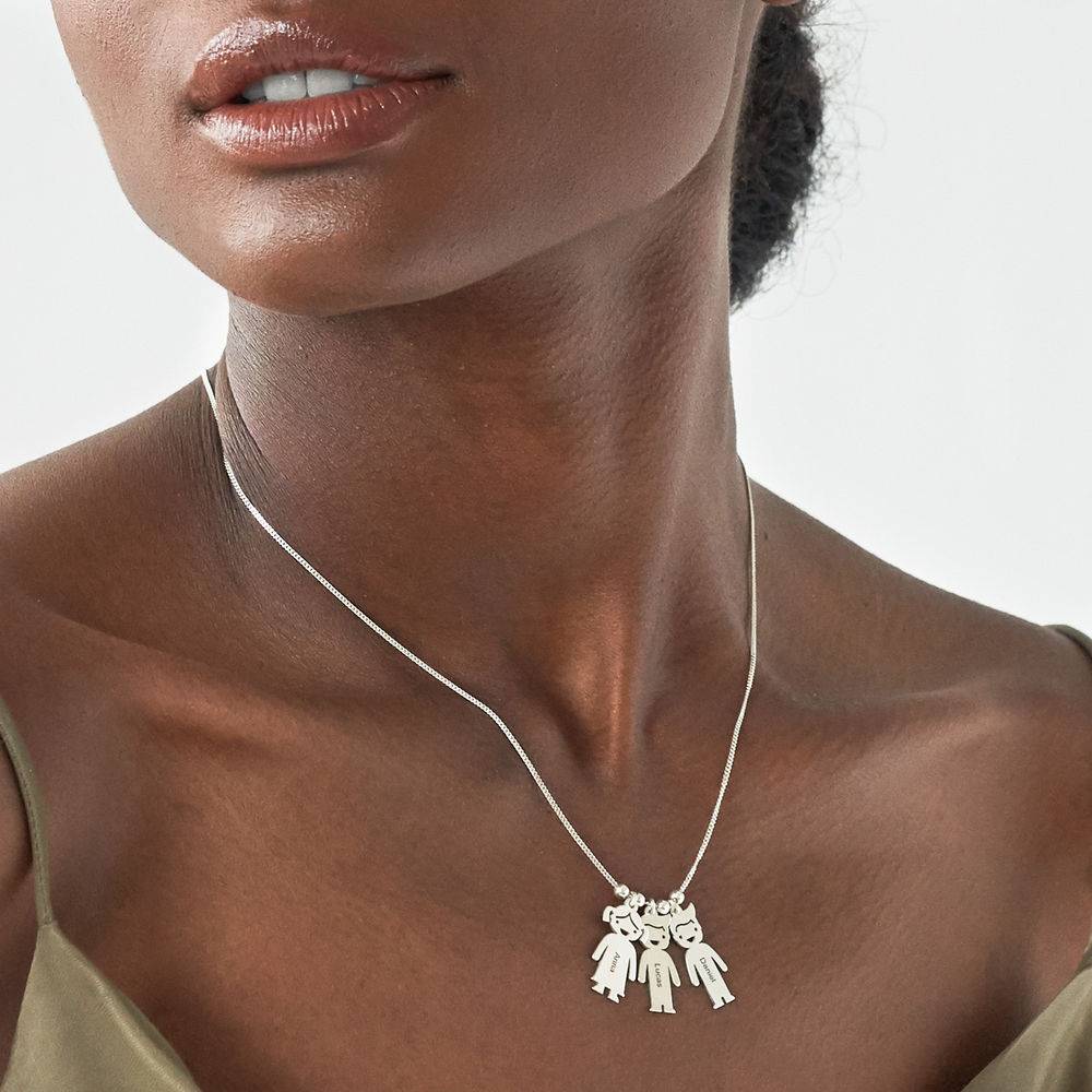 Sterling Silver Mother's Necklace with Children Charms-4 Sterling Silver Mother's Necklace with Children Charms-4 product photo