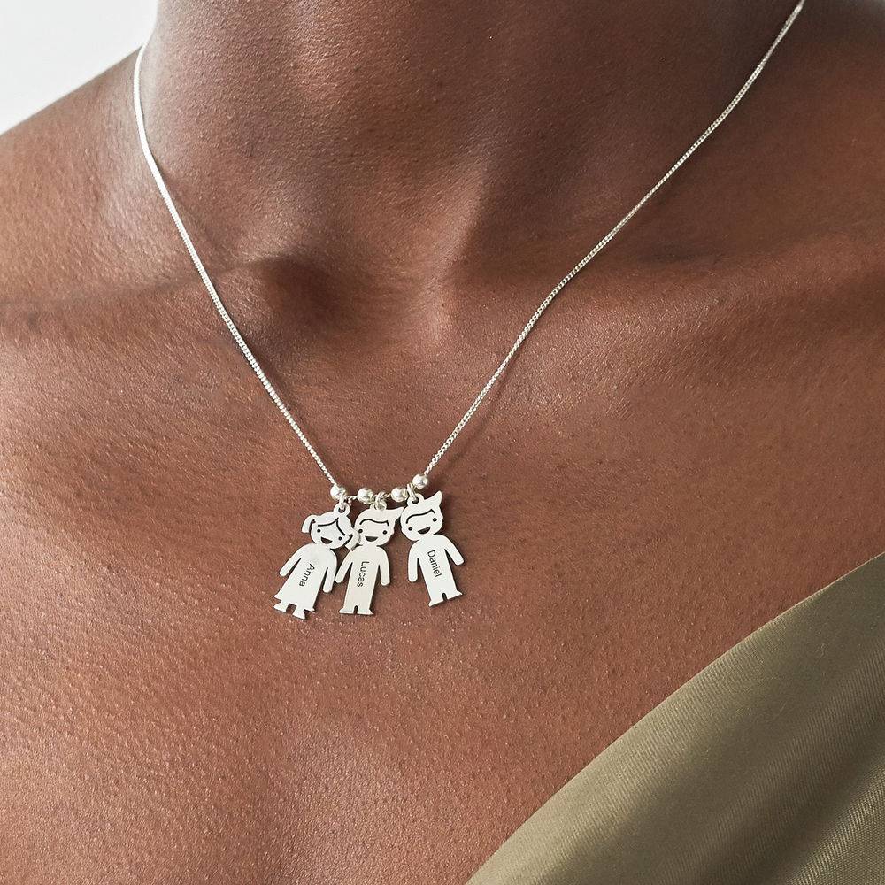 Sterling Silver Mother's Necklace with Children Charms-5 Sterling Silver Mother's Necklace with Children Charms-5 product photo