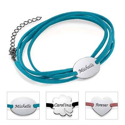 Suede Wrap Bracelet with Personalized Charm-1 product photo