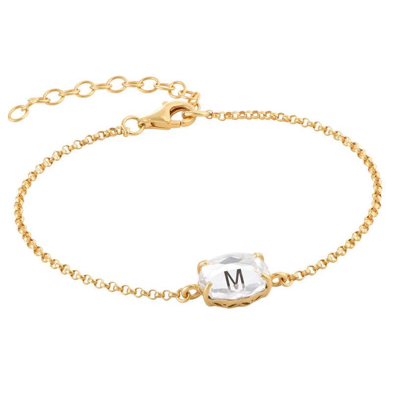 Swarovski Stone Engraved Bracelet in Gold Plating-3 product photo