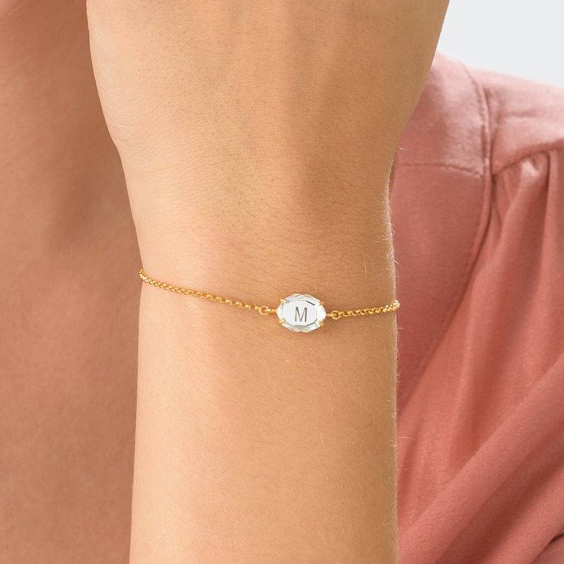 Swarovski Stone Engraved Bracelet in Gold Plating-5 product photo