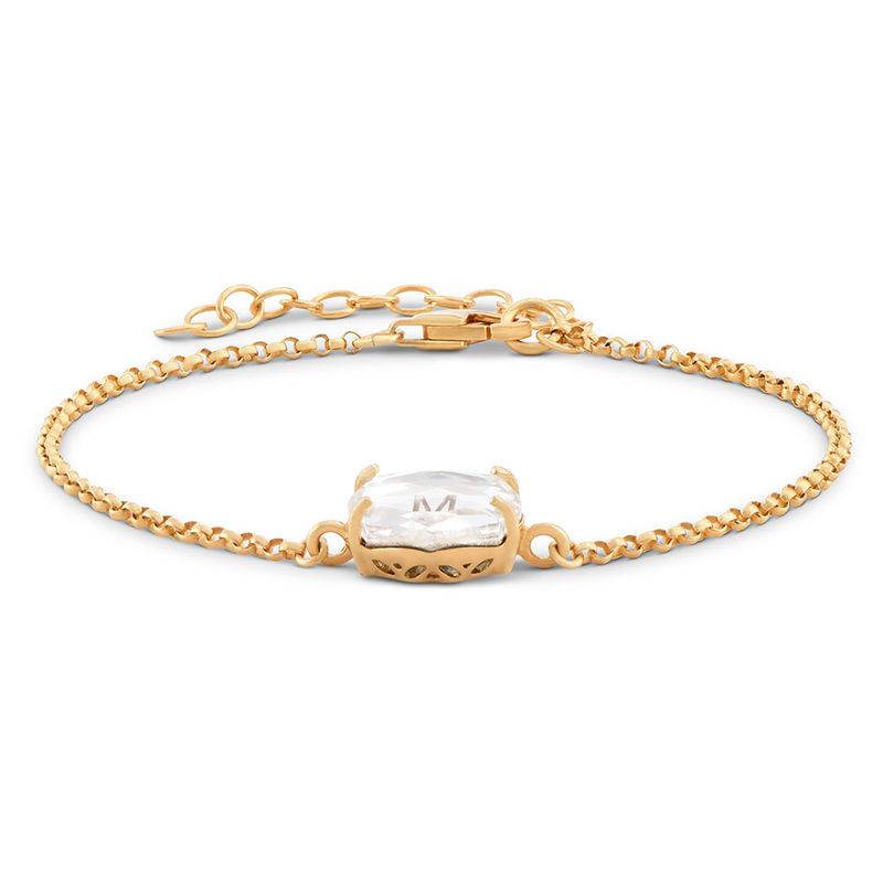 Swarovski Stone Engraved Bracelet in Gold Plating-2 product photo