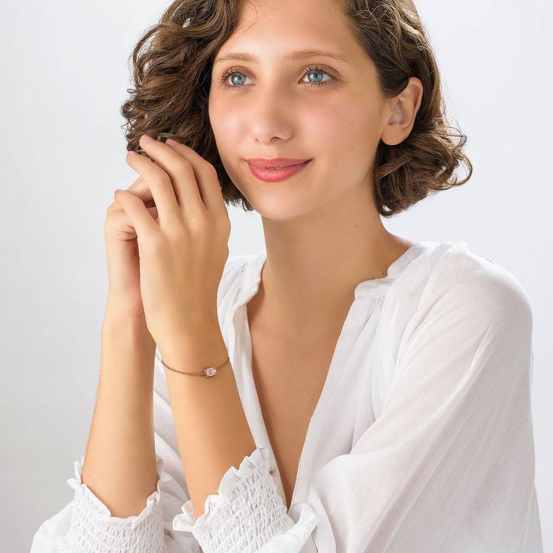 Swarovski Stone Engraved Bracelet in Rose Gold Plating-4 product photo