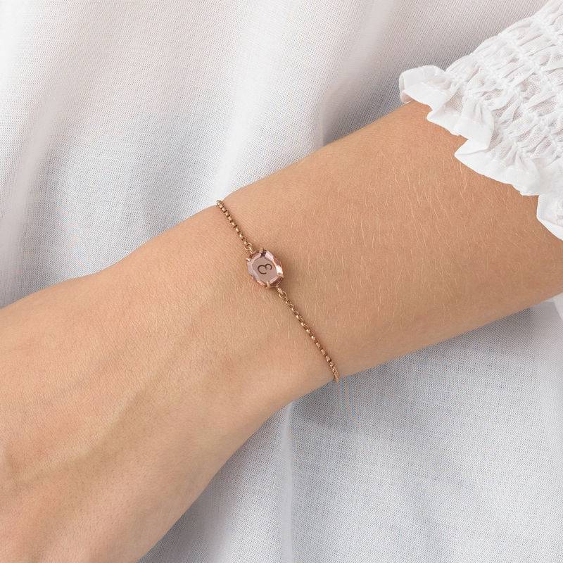 Swarovski Stone Engraved Bracelet in Rose Gold Plating-5 product photo