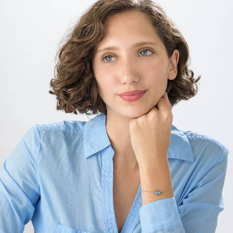 Swarovski Stone Engraved Bracelet in Silver-4 product photo