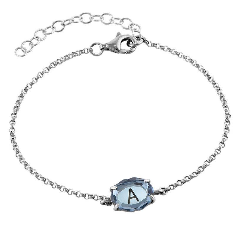 Swarovski Stone Engraved Bracelet in Silver-1 product photo
