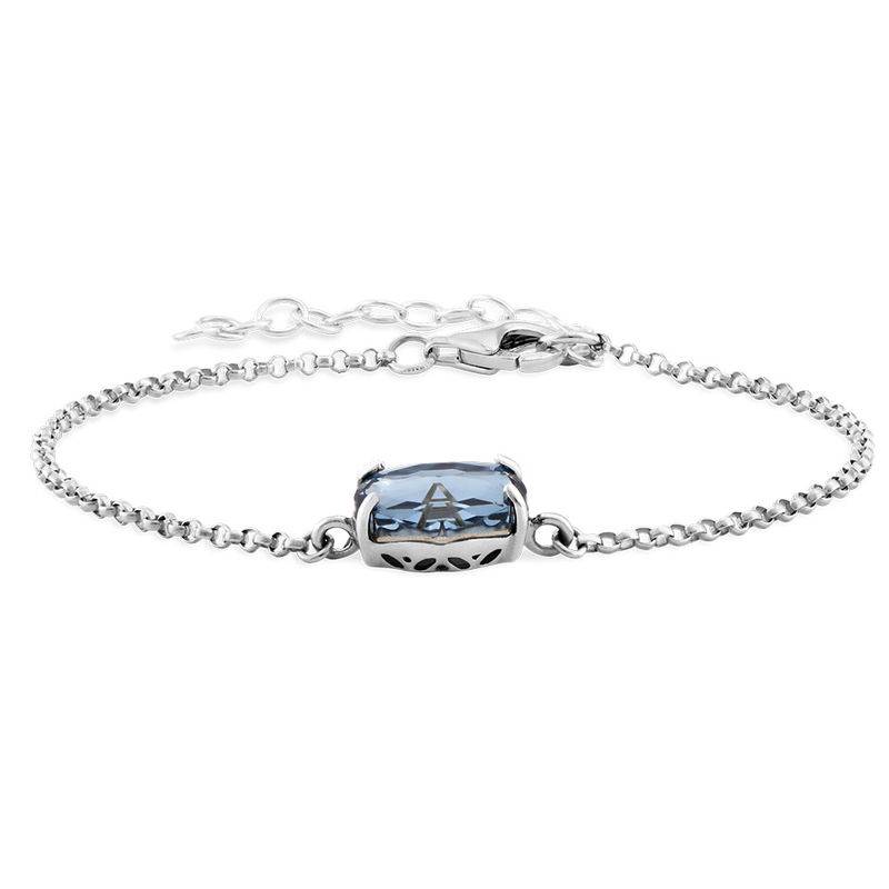 Swarovski Stone Engraved Bracelet in Silver-2 product photo