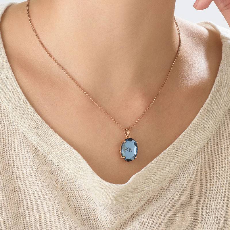 Swarovski Stone Engraved Necklace in Rose Gold Plating-4 product photo