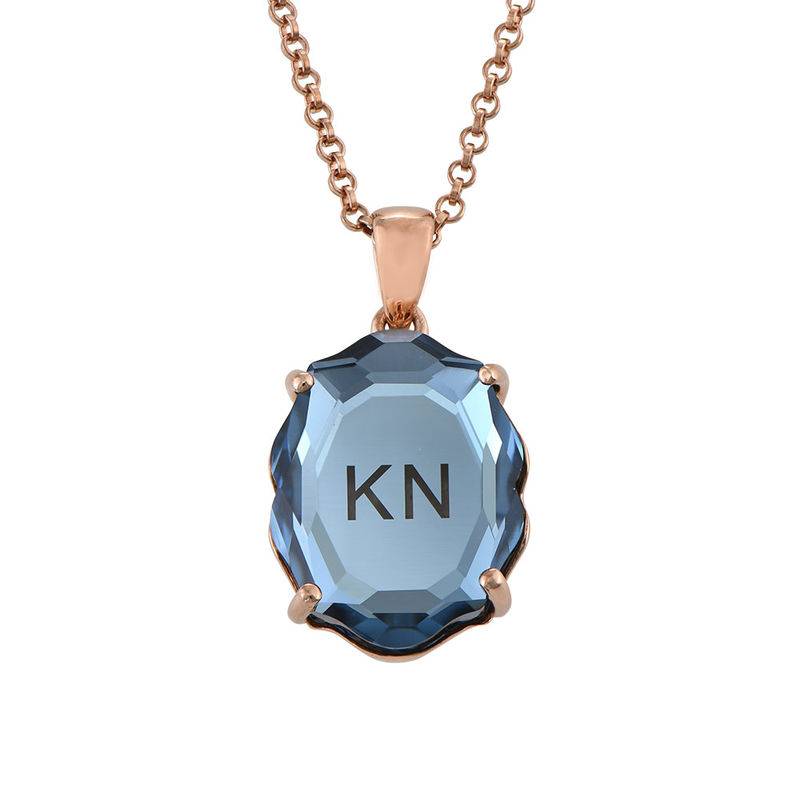 Swarovski Stone Engraved Necklace in Rose Gold Plating-1 product photo