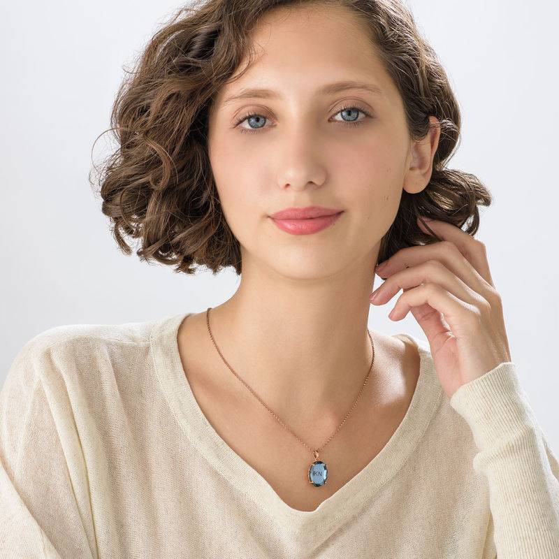 Swarovski Stone Engraved Necklace in Rose Gold Plating-3 product photo