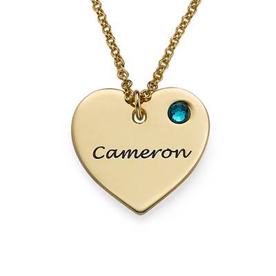 Teen's Personalized Heart Necklace with Birthstone in Gold Plating-1 product photo