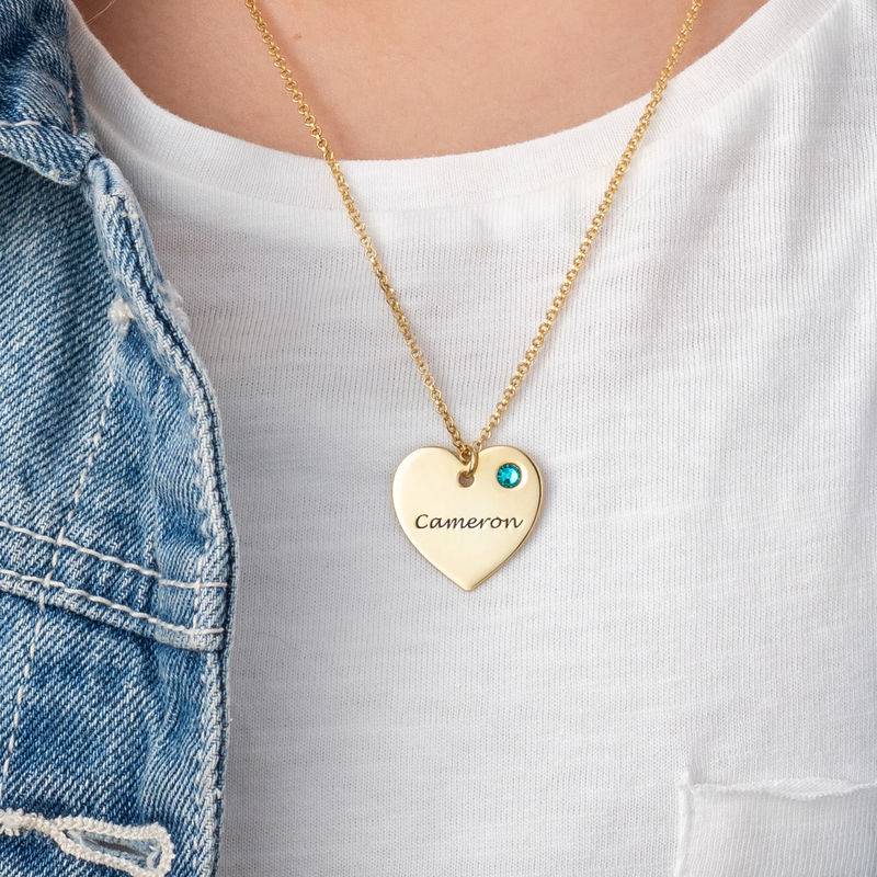 Teen's Personalized Heart Necklace with Birthstone in Gold Plating-3 product photo