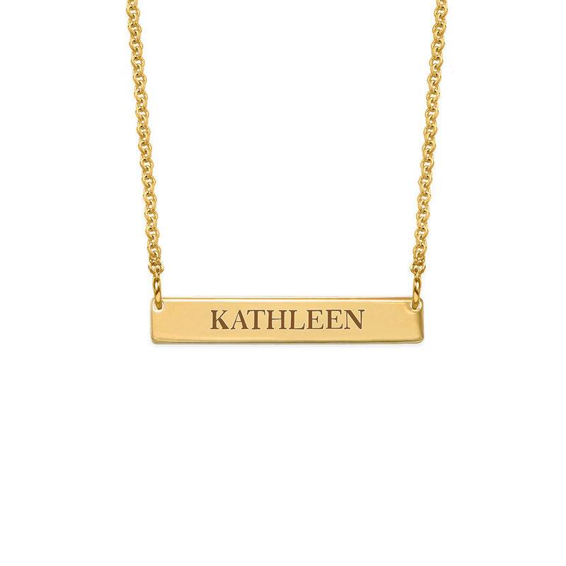 Tiny 18K Gold Plated Bar Necklace with Engraving for Teens-1 product photo