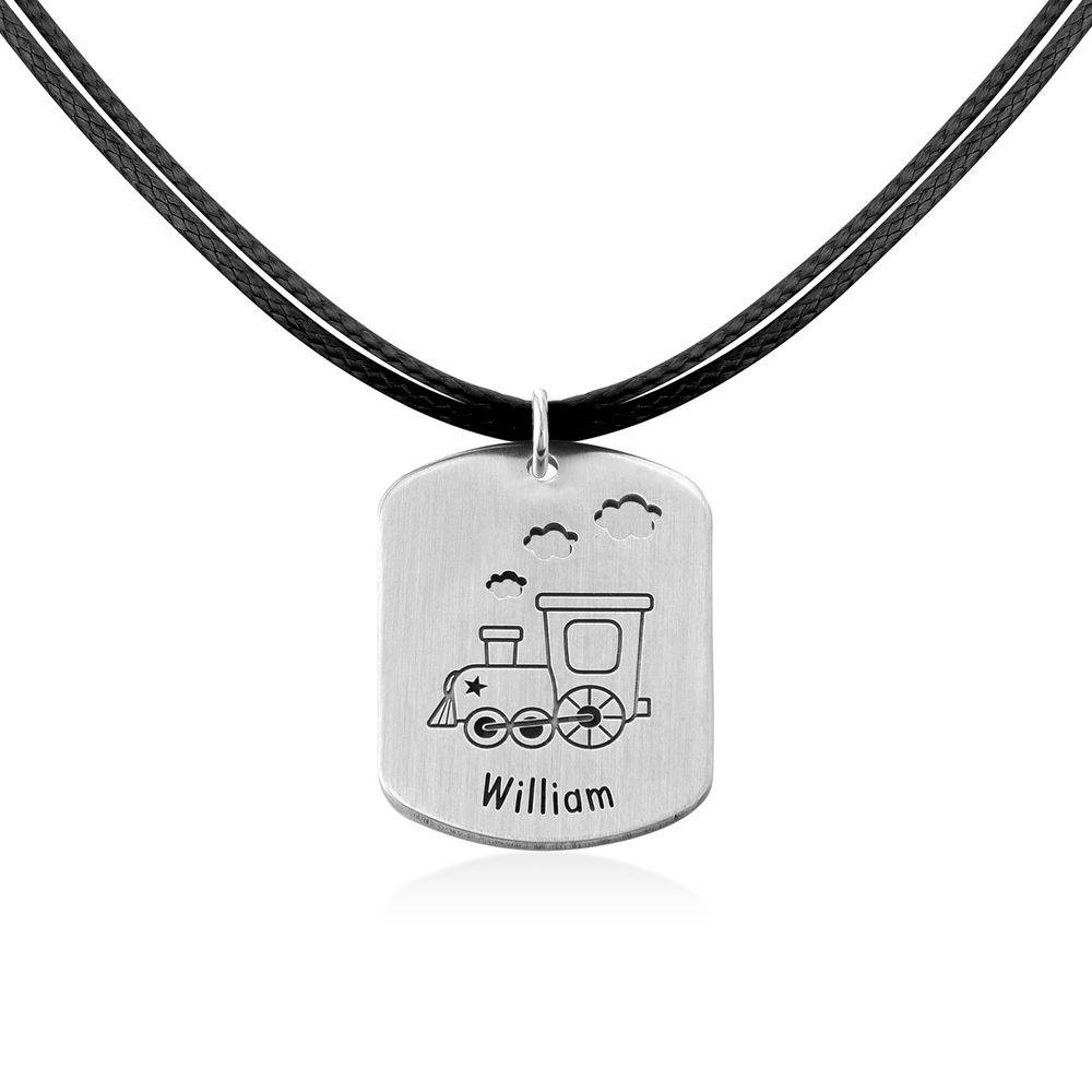 Train Personalized Dog Tag in Sterling Silver-3 product photo