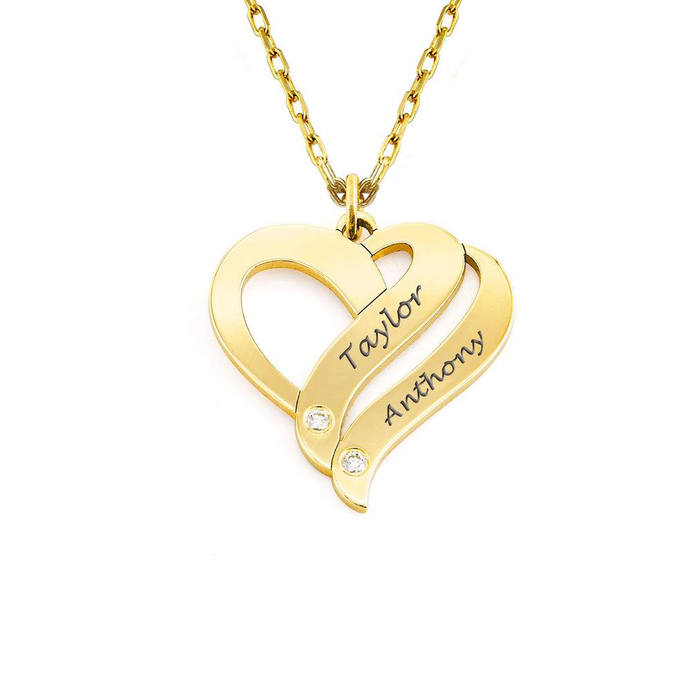 2TEST Two Hearts Forever One 10K Yellow Necklace with Diamond-1 product photo