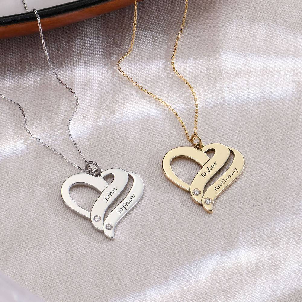 2TEST Two Hearts Forever One 10K Yellow Necklace with Diamond-2 product photo