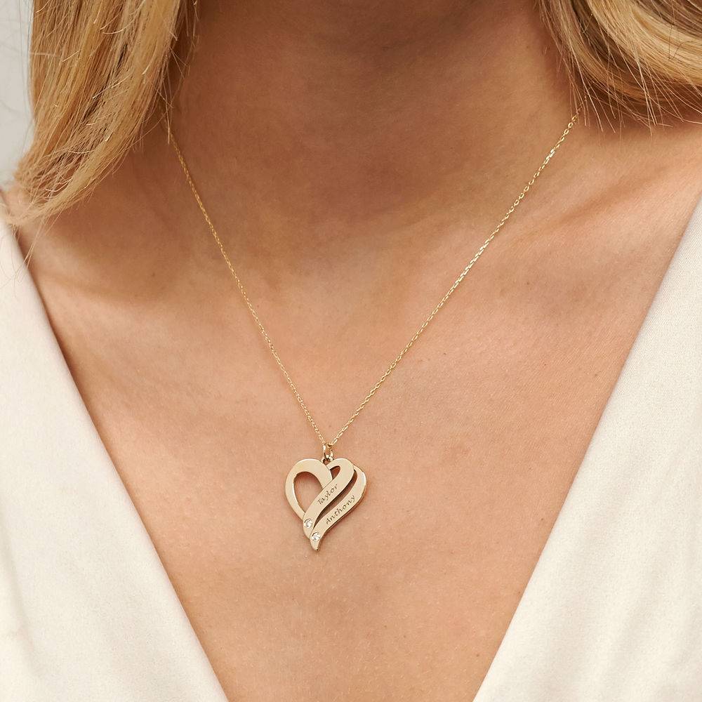 2TEST Two Hearts Forever One 10K Yellow Necklace with Diamond-4 product photo