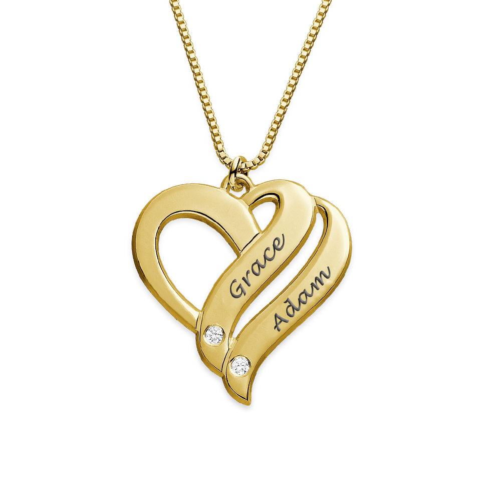 Two Hearts Forever One Necklace Gold Plated with Diamonds-1 product photo